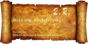 Quiring Richárd névjegykártya
